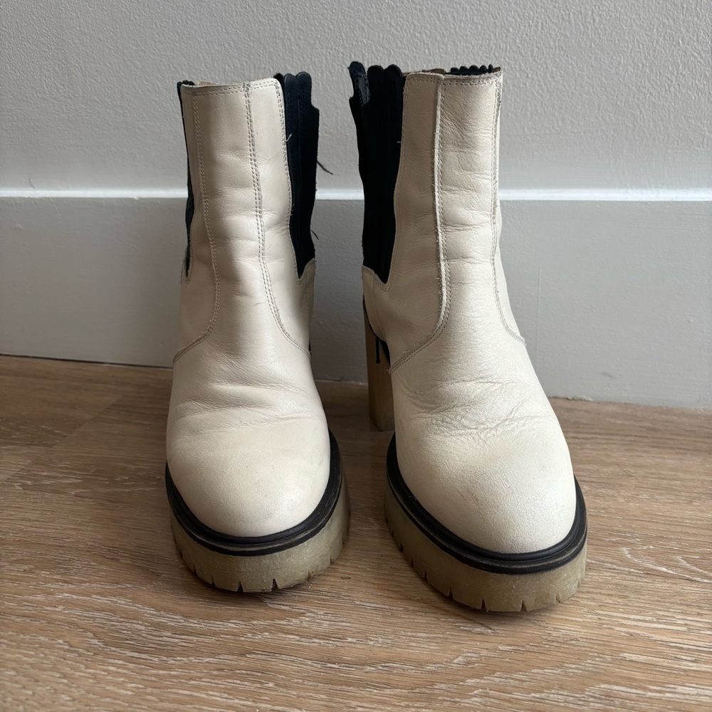 Free People James Cream Ankle Boots